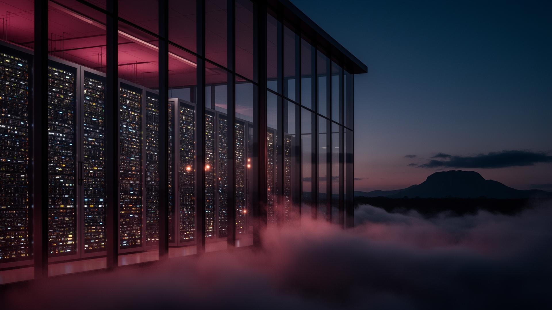 Sovereign datacenter perimeter at dusk