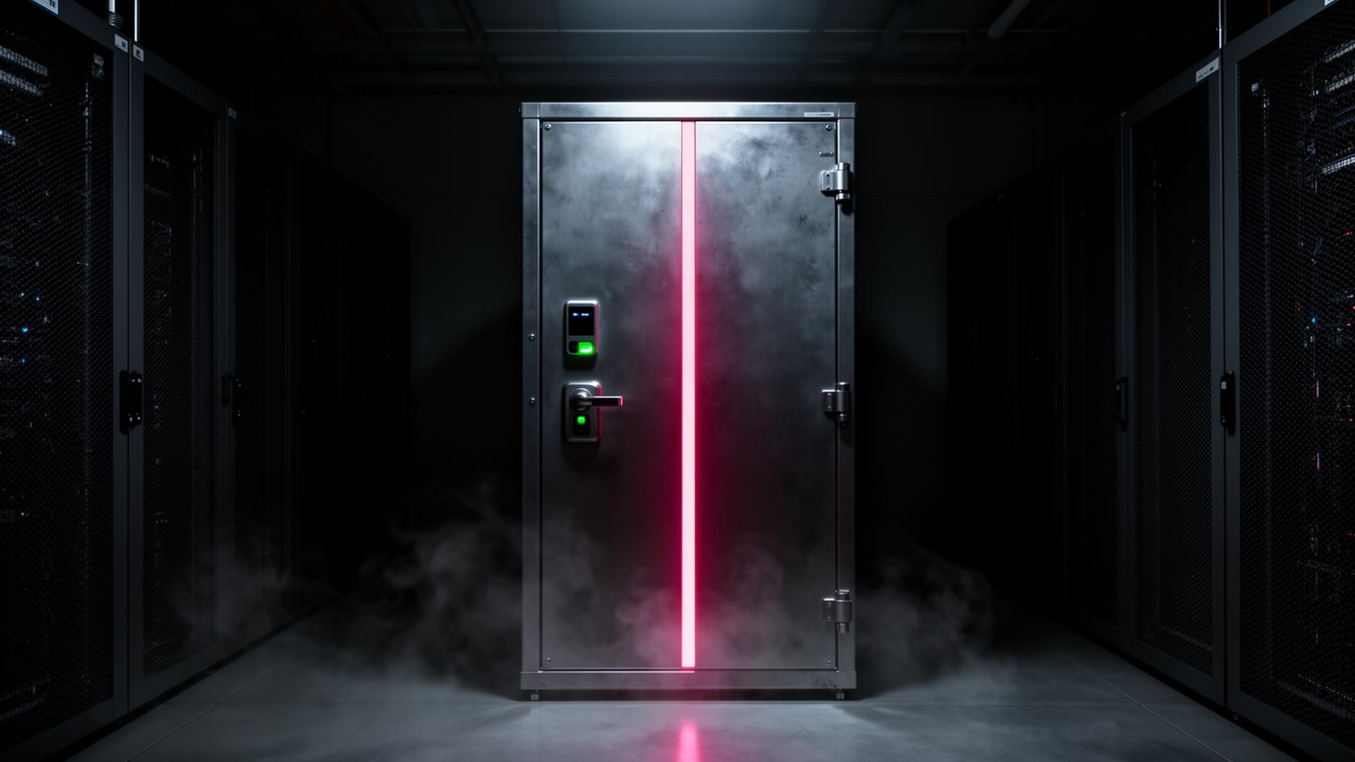 High-security server vault with biometric lock